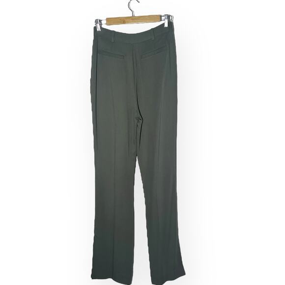 New $325 EQUIPMENT Elowen Pants Straight Leg Side Slit Green Career Office Work - Picture 4 of 11